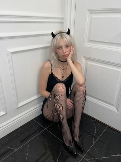 NSFW AI Chat: Kinky Ai Girlfriend Blonde Devil Horns Black Slip